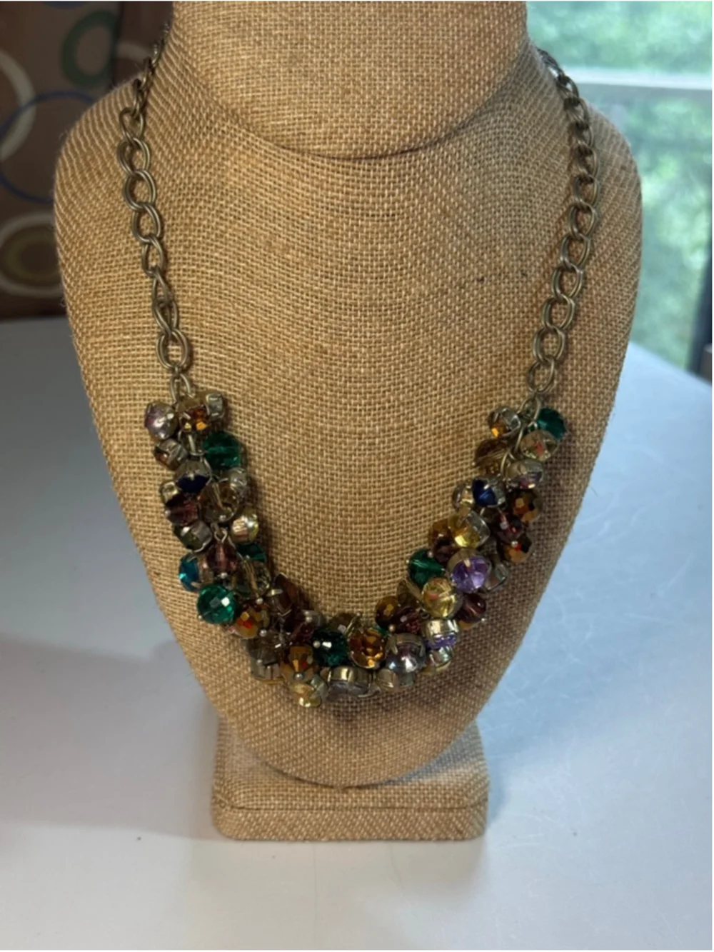 Vintage Y2K LOFT Multicolor Bead Cluster Necklace